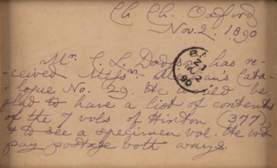 Lot #437 Charles L. Dodgson Third-Person Autograph Letter Signed to Booksellers - Image 1