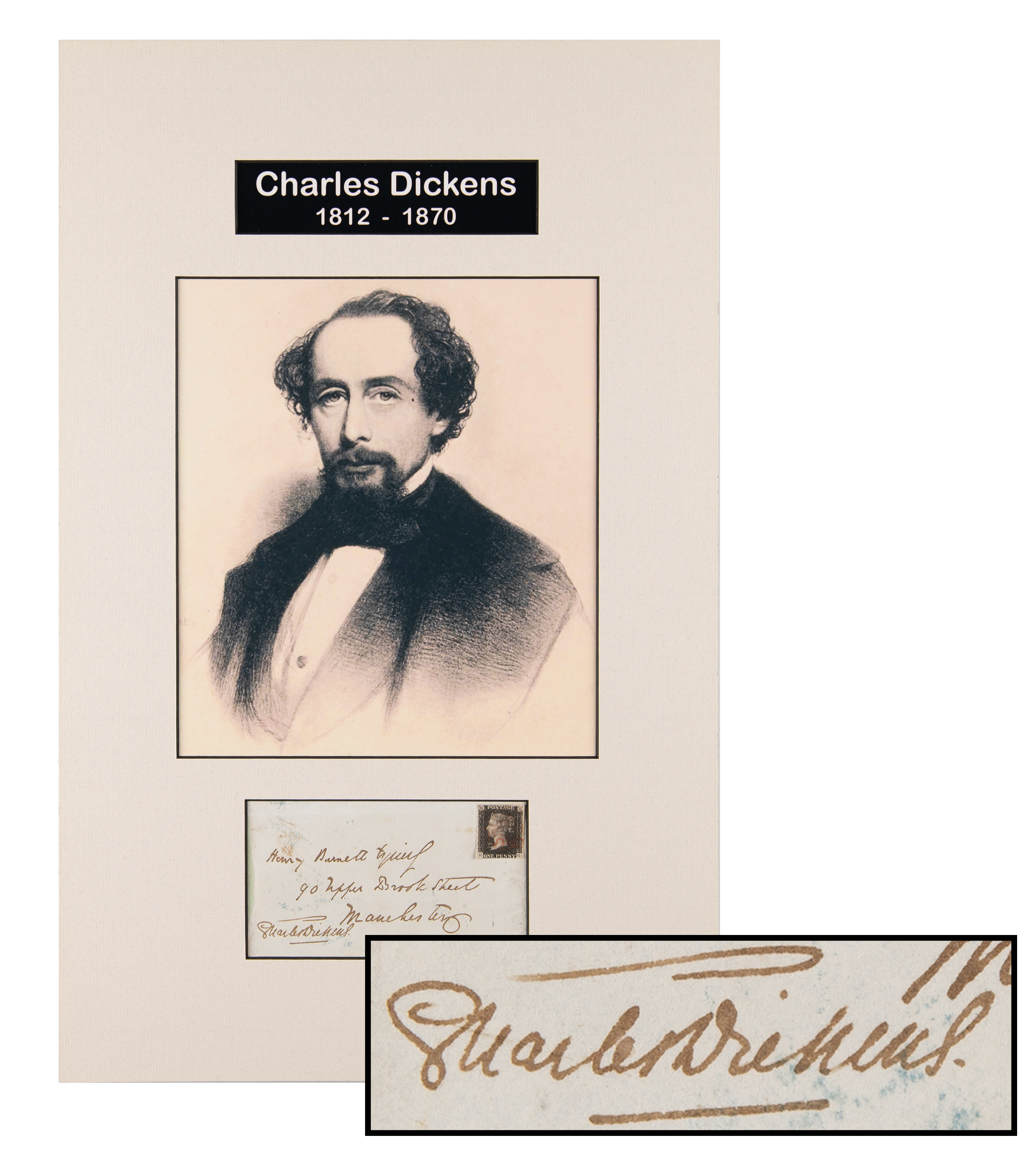 Lot #436. Charles Dickens Hand-Addressed Mailing Envelope to His Brother-in-Law, the Father of 'Tiny Tim'