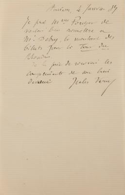 Lot #449 Jules Verne Autograph Letter Signed, Reserving Tickets for 