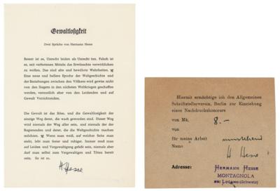Lot #458 Hermann Hesse (2) Signed Items
