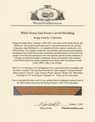 Lot #25 White House East Room Trim Carving: 