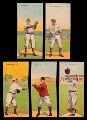 Lot #656 1911 T201 Mecca Double Folders Lot of (5) with Lajoie and Clarke Baseball Cards - Image 1