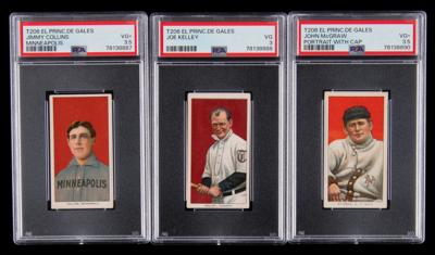Lot #650 1909-11 T206 Lot of (3) HOFers with El Principe de Gales Backs - PSA VG 3 and VG+ 3.5 Baseball Cards - Image 1