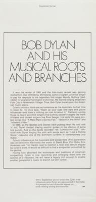 Lot #9054 Bob Dylan 1968 Eye Magazine Poster 'Musical Roots and Branches' - Image 2