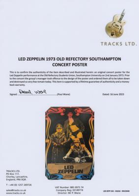 Lot #9091 Led Zeppelin Rare Original 1973 Old Refectory Southampton Concert Poster - Image 2