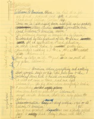 Lot #9223 Prince Handwritten Lyrics for 'Welcome 2 America' - Image 1