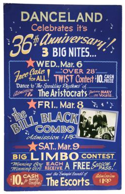 Lot #9138 Danceland Ballroom Hand-Painted 1960s Concert Poster by Andy Jennings - Image 1