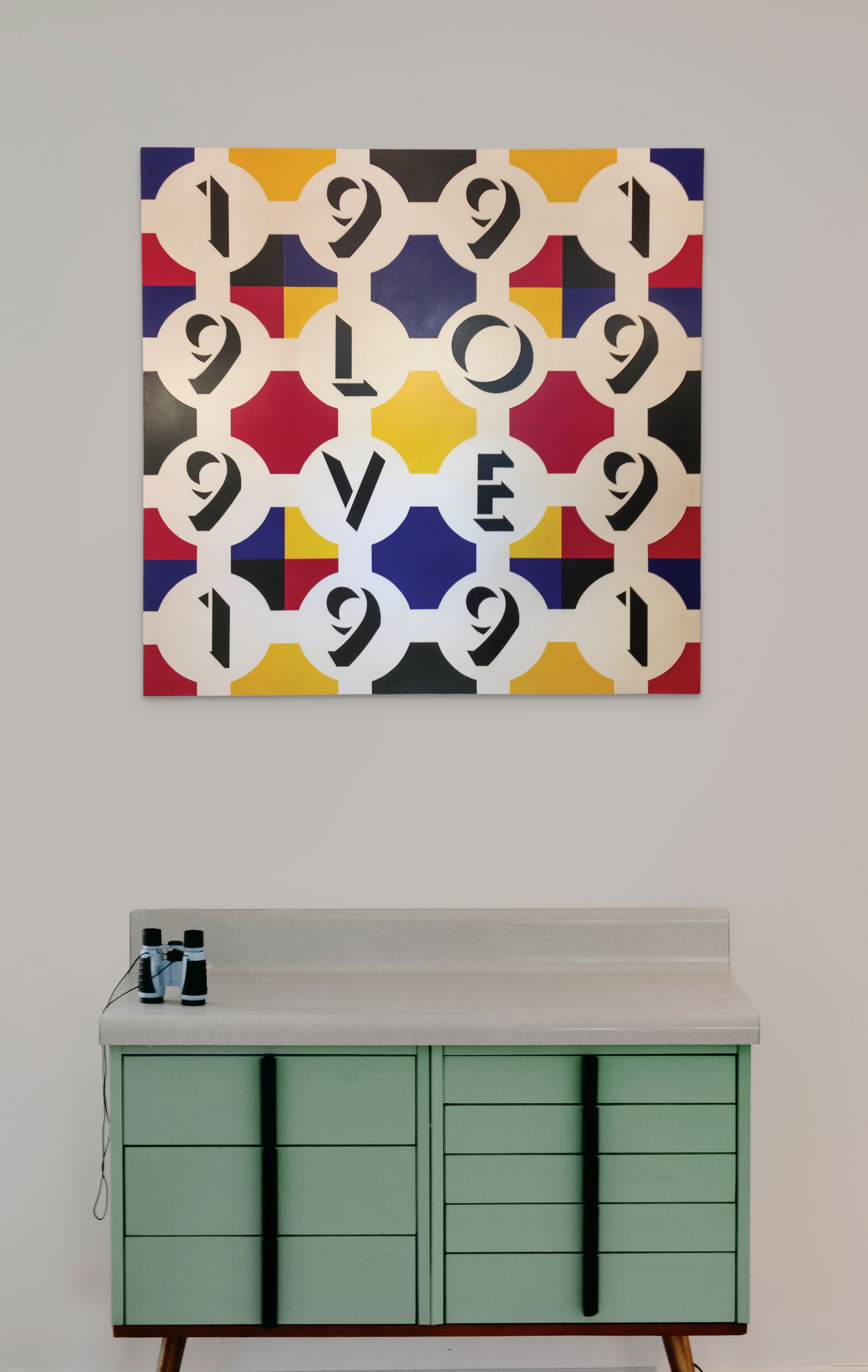 Lot #9195 Arturo Vega Oversized Original Painting - 'Love 1991' (Canvas, 50 x 50) - Image 2