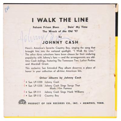 Lot #9128 Johnny Cash Signed 'I Walk the Line' 45 RPM Record (Sun Records) - Image 2