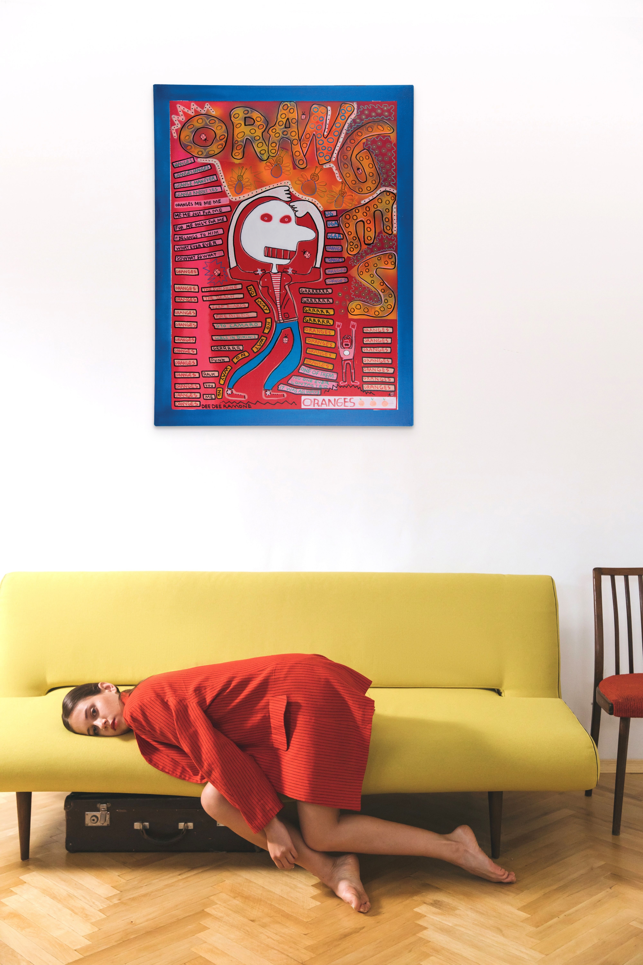 Lot #9192 Dee Dee Ramone Large Original Painting - 'Oranges' - Image 2