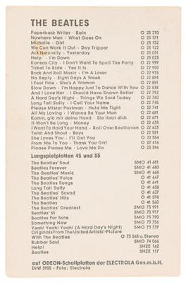 Lot #9039 Beatles 1966 Odeon/EMI Records Promotional Card - Image 2