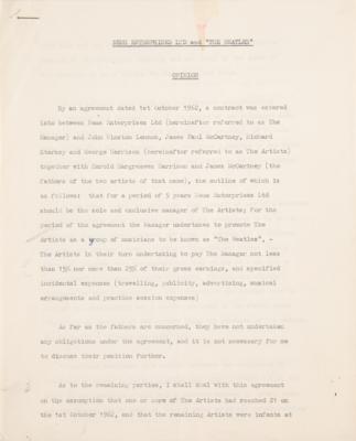 Lot #9029 Beatles and NEMS Enterprises 'Opinion' Document (1963) -From the Estate of Brian Epstein - Image 1
