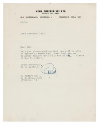 Lot #9028 Brian Epstein 1962 Typed Letter Signed on NEMS Enterprises Letterhead - Image 1
