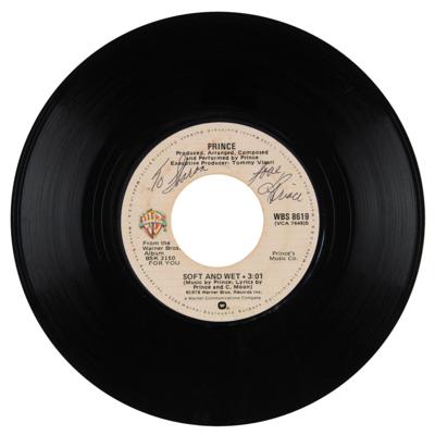 Lot #9226 Prince Signed 45 RPM Record - 'Soft and Wet' - His First Solo Single - Image 1