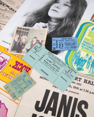 Lot #9135 Janis Joplin Ephemera Lot of (8) with Rare Full 