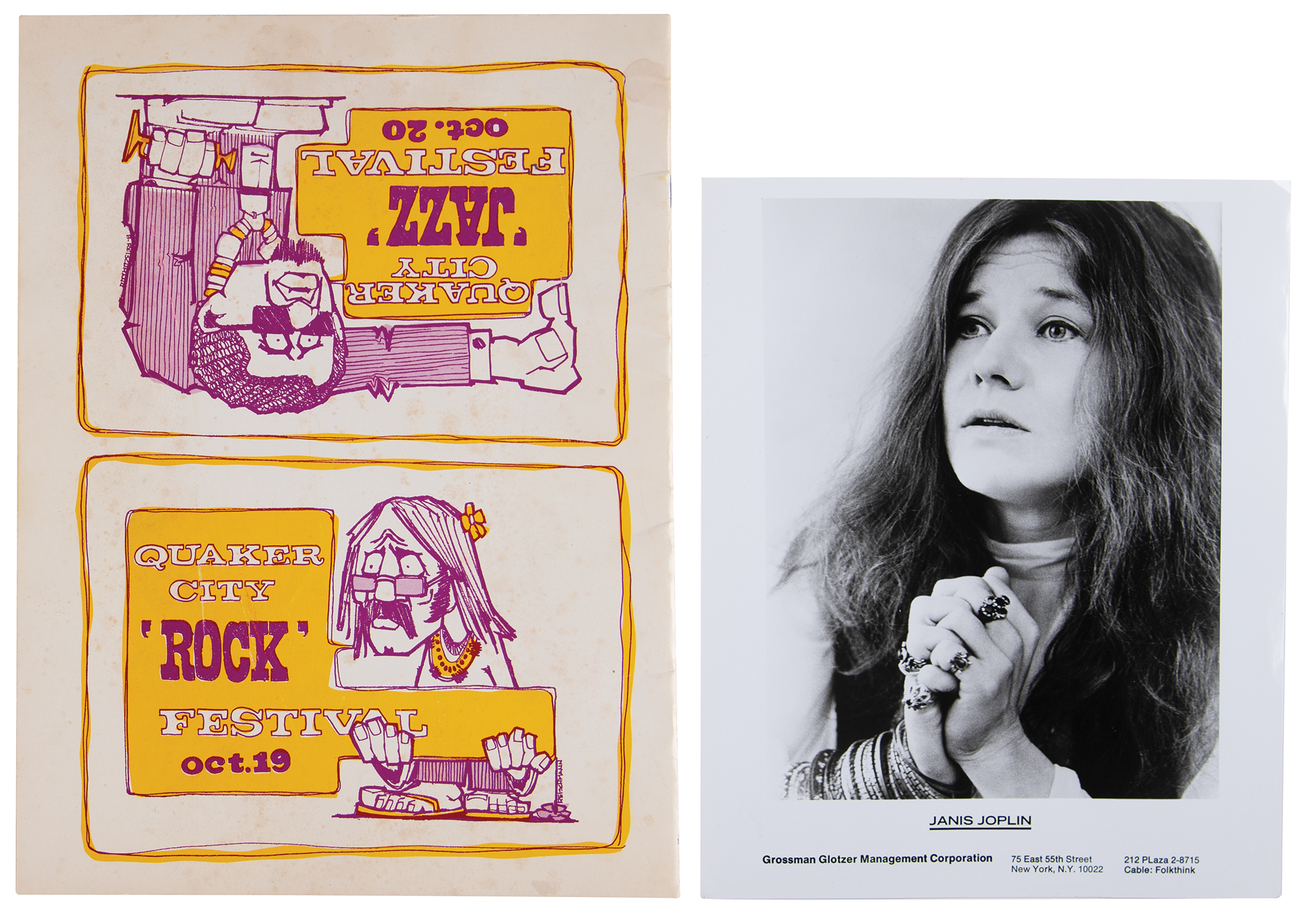 Lot #9135 Janis Joplin Ephemera Lot of (8) with Rare Full 