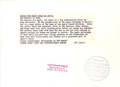 Lot #9009 John Lennon Original Sketch - Discovered at Apple's Headquarters in 1969 - With Vintage Photographs - Image 4