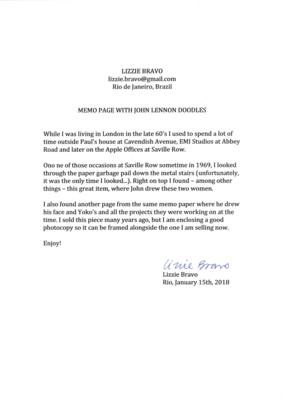 Lot #9009 John Lennon Original Sketch - Discovered at Apple's Headquarters in 1969 - With Vintage Photographs - Image 8