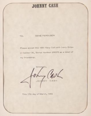 Lot #9127 Johnny Cash Colt Model 1851 Navy Revolver with Ivory Grips Presented to Gene Ferguson of Columbia Records - Image 2