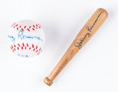 Lot #9172 Johnny Ramone Signed Miniature Baseball and Baseball Bat - Image 1