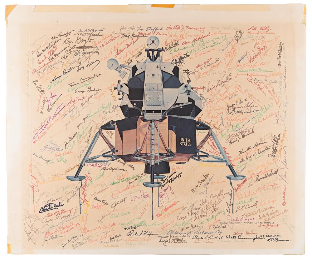 Apollo Lunar Module Print with (300+) Signatures, Including