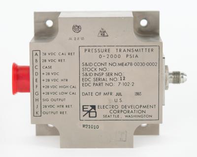 Lot #170 Apollo Command Service Module (Block I) Pressure Transmitter Transmitter - Image 1