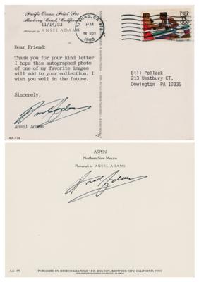 Lot #313 Ansel Adams (2) Signed Items -TLS and Postcard - Image 1