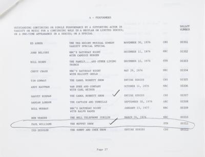 Lot #493 Jim Henson Signed Emmy Award Nomination Ballot - Image 3