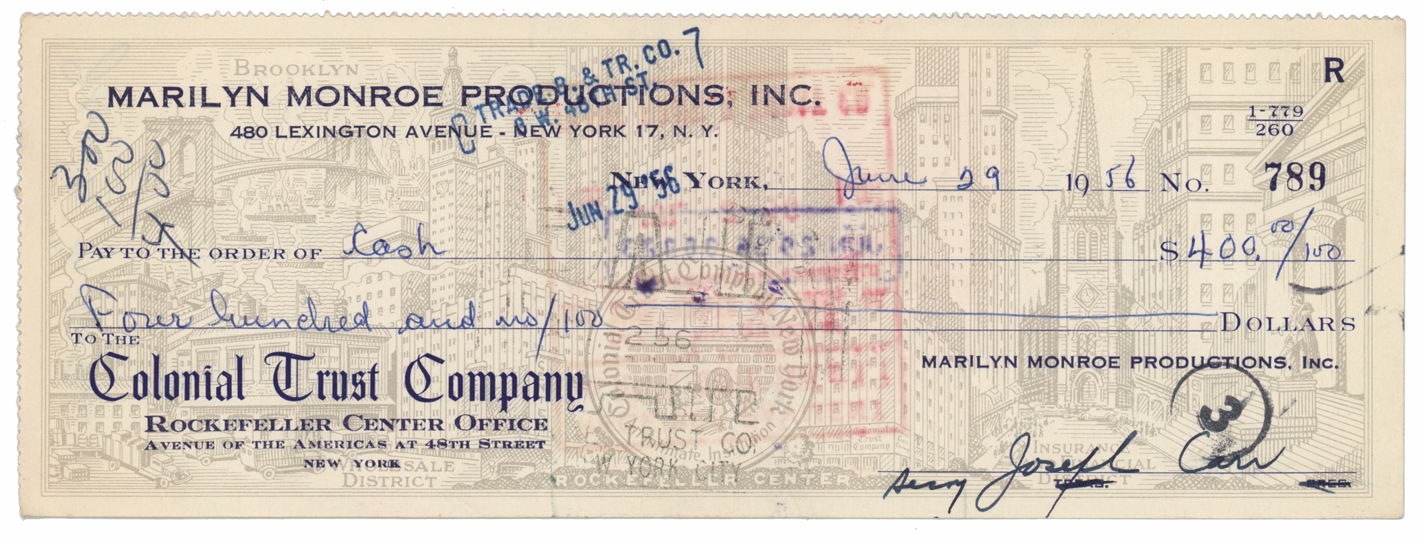 Lot #461 Marilyn Monroe and Arthur Miller Wedding Receipts - Image 2