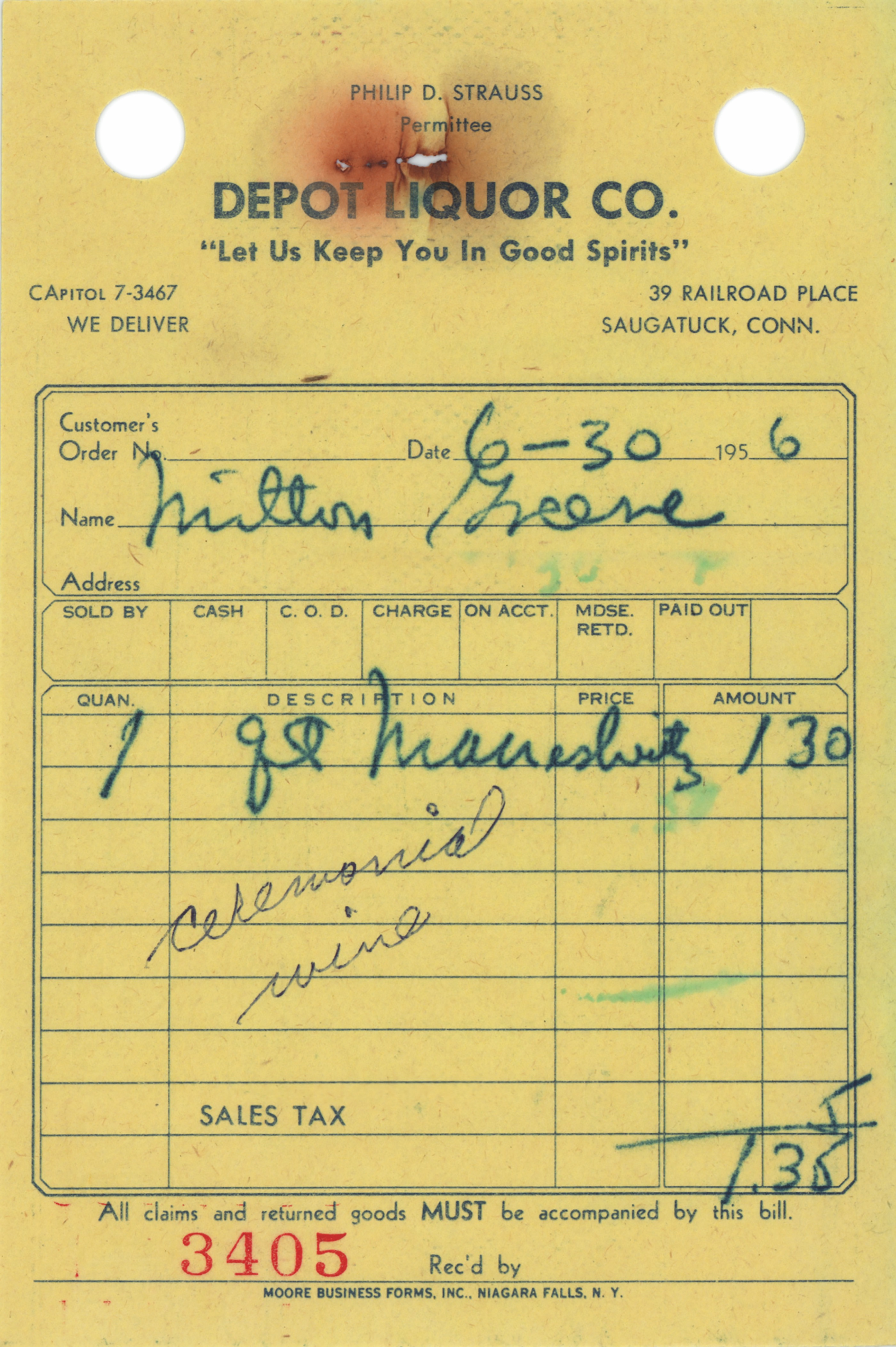 Lot #461 Marilyn Monroe and Arthur Miller Wedding Receipts - Image 4