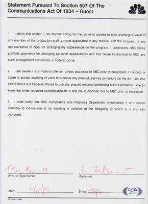 Lot #407 Tony Bennett Document Signed - Image 2