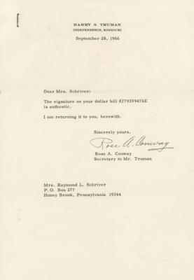 Lot #24 'The buck stops here!' - sought-after silver certificate one-dollar bill signed by Harry Truman - Image 2