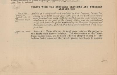 Lot #15 President Andrew Johnson Proclaims a Treaty with the Northern Cheyenne and Northern Arapahoe Tribes - future combatants at the Battle of the Little Bighorn - Image 2