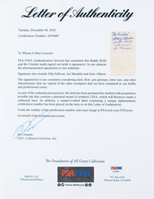 Lot #390 Buddy Holly and the Crickets Signed Business Card - obtained at the Akron Armory in 1958 - Image 4