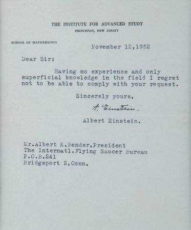 Lot #94 Albert Einstein Typed Letter Signed on the Topic of 'Flying Saucers' -one of two known 'UFO' letters from the theoretical physicist - Image 3