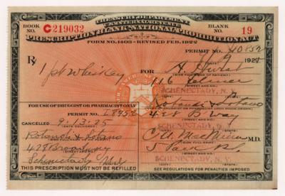 Lot #142 Prohibition: 1925 Whiskey Prescription