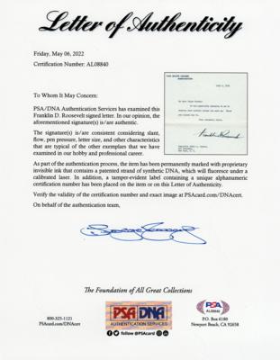 Lot #47 Franklin D. Roosevelt Typed Letter Signed as President - Image 2