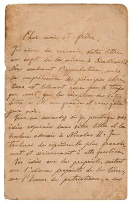 Lot #349 Leo Tolstoy Letter Signed on Politics and Religion - 