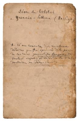 Lot #349 Leo Tolstoy Letter Signed on Politics and Religion - 