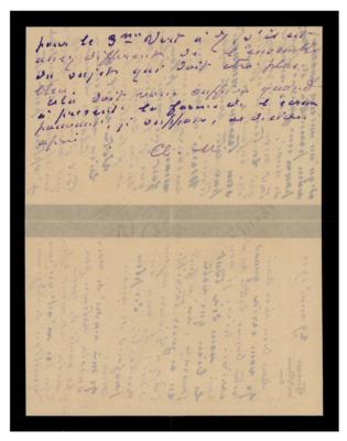 Lot #304 Claude Monet Autograph Letter Signed on Death of His Wife: 