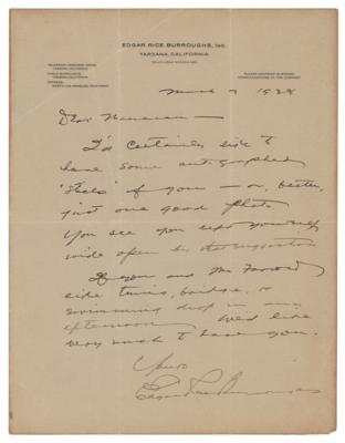 Lot #354 Edgar Rice Burroughs Autograph Letter Signed to Tarzan's Jane, Maureen O'Sullivan - Image 1
