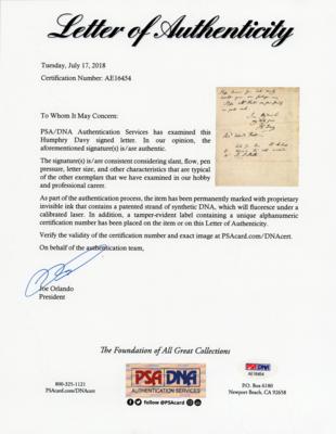 Lot #178 Humphry Davy Autograph Letter Signed on Manuscripts for Royal Society Library - Image 3