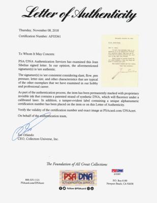 Lot #400 Jean Sibelius Typed Letter Signed - Image 2
