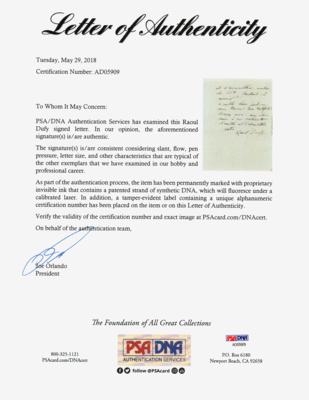 Lot #317 Raoul Dufy Autograph Letter Signed - Image 4