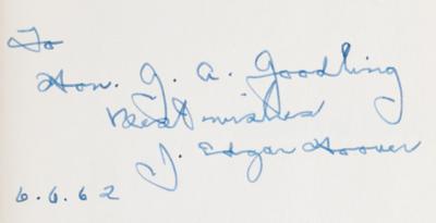 Lot #122 J. Edgar Hoover Signed Book - Masters of Deceit - Image 2
