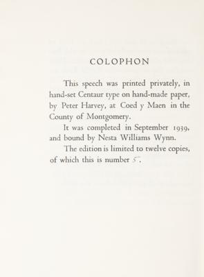 Lot #243 Anthony Eden Signed Book - 1938 Speech on War and Peace, Ultra-Rare Limited Edition of 12 - Image 4