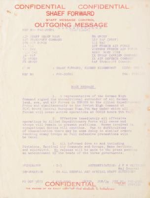 Lot #265 World War II Book Message: Eisenhower's SHAEF Forward Total Ceasefire Order (May 7, 1945): 