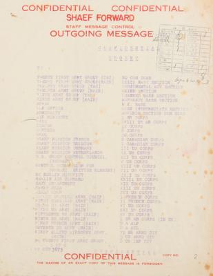 Lot #265 World War II Book Message: Eisenhower's SHAEF Forward Total Ceasefire Order (May 7, 1945): 