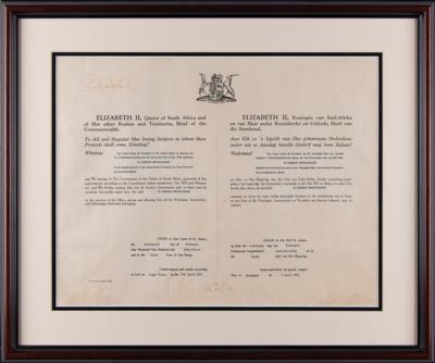 Lot #76 Queen Elizabeth II Rare Document Signed as 