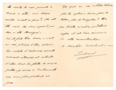 Lot #132 King Edward VIII Autograph Letter Signed - On the State Visit of His Parents, King George V and Queen Mary - Image 2